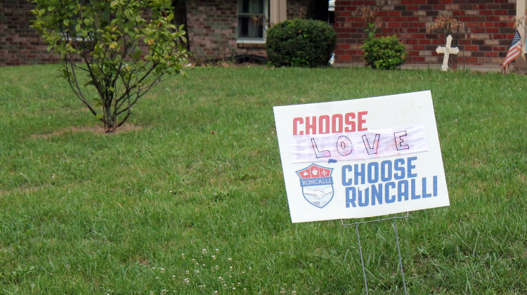 People have shown their support for Shelly Fitzgerald by altering signs made by the school. - Lauren Chapman/IPB News