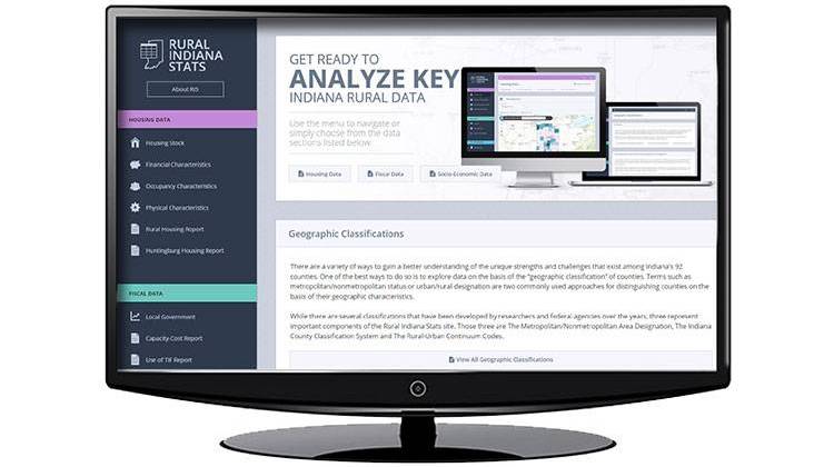 The Rural Indiana Stats website includes local government fiscal information, housing characteristics and socioeconomic characteristics on the population.