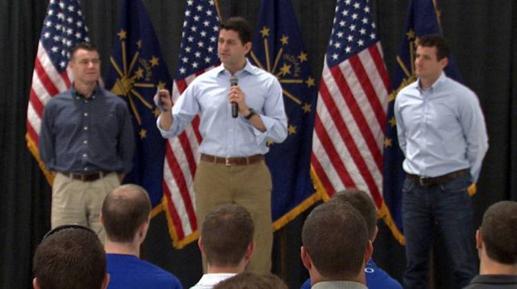 House Speaker Paul Ryan campaigned for Trey Hollingsworth in Indiana Tuesday. - Steve Burns/WTIU