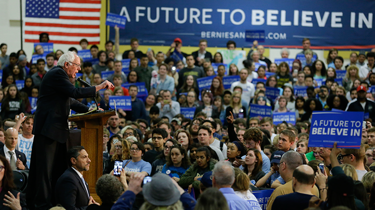 Democratic presidential candidate, Sen. Bernie Sanders, I-Vt. speaks during a rally at Purdue University in West Lafayette, Ind., Wednesday, April 27, 2016. - Michael Conroy, The Associated Press