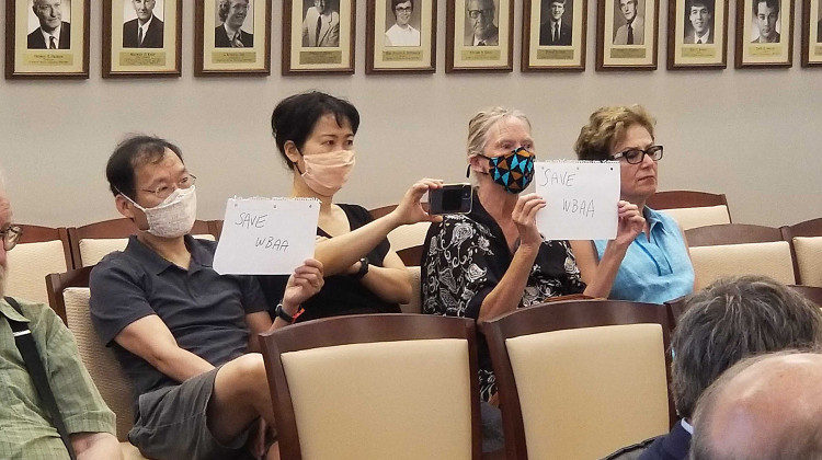 A handful of community members and WBAA listeners attended the Purdue University Board of Trustees meeting Wednesday to ask questions and raise their concerns about the impending deal to give up the station. - (Jeanie Lindsay/IPB News)