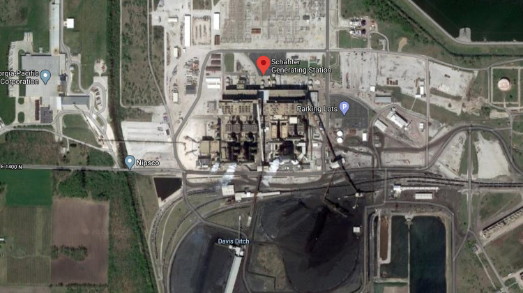 An aerial view of the R.M. Schahfer Generating Station in Jasper County which is set to close by 2023.  - Screenshot Google Maps