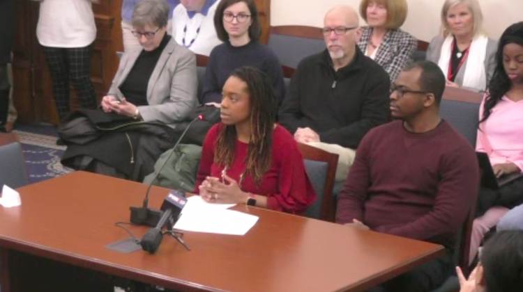 Ashley Phillips testified in support of the bill in front of the Senate committee on Family and Children Services.  - Courtesy Indiana General Assembly