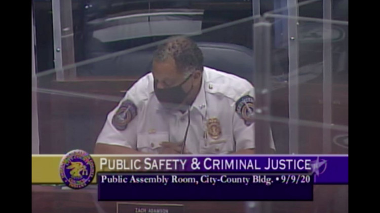 Indianapolis Police Chief Randal Taylor speaks at the meeting. - Screenshot