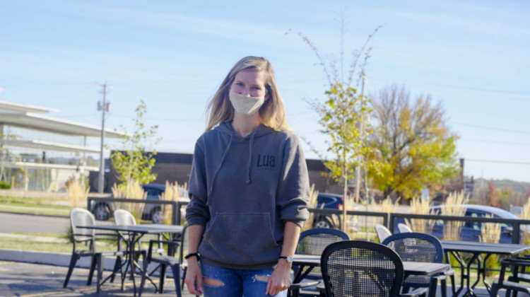 Whitney Selix, the owner of Lua Brewery in Des Moines, says the business she started with her husband has survived the pandemic thanks in part to a large patio area. - Natalie Krebs/Side Effects Public Media