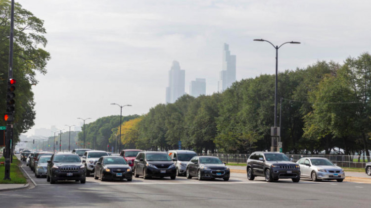 Chicago traffic at an intersection in 2019. The only four counties in Indiana that don't meet federal ozone standards are near major cities like Chicago. - (Marco Verch/Flickr)