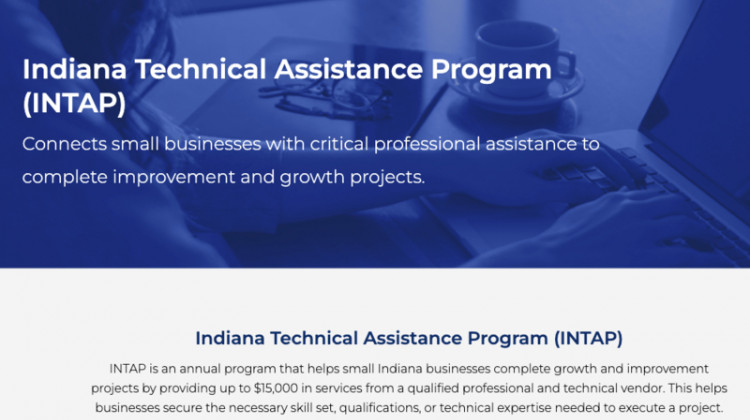 (Screenshot of the Indiana Small Business Development Center website)