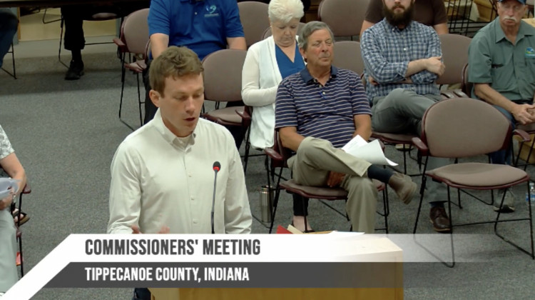 Matthew Flaherty, of the Environmental Resilience Institute at Indiana University, addressing county commissioners. - Screenshot from YouTube