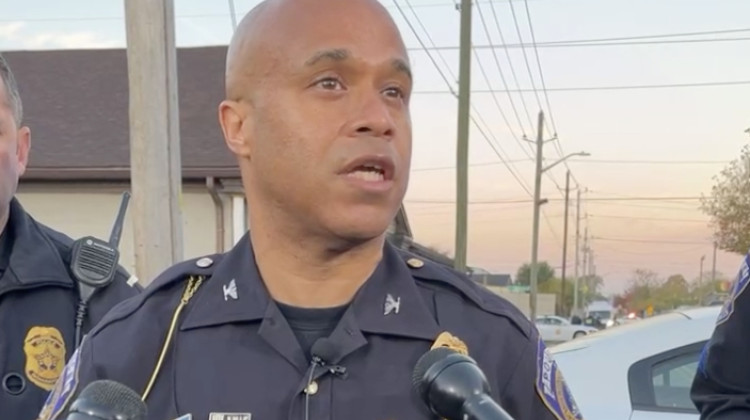 IMPD Deputy Chief Kendale Adams addressed reporters Tuesday. - CREDIT: Photo taken from Facebook Live