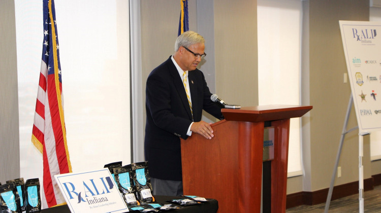 Indiana Sen. Jim Merritt (R-Indianapolis) announces RALI Indiana coalition.  - Photo courtesy of Bose Public Affairs