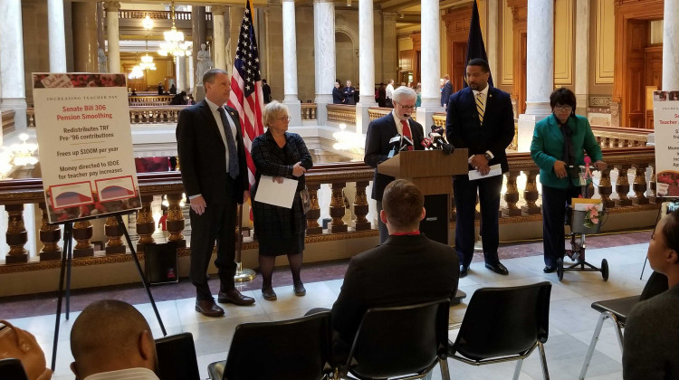 Senate Democrats discuss their proposals to increase teacher pay in the 2020 session. - Jeanie Lindsay/IPB News