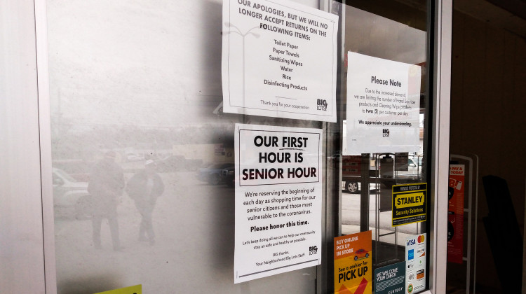 Store, like Big Lots, have started reserving the first hour of business for people over the age of 60 and those with underlying health conditions. - Lauren Chapman/IPB News