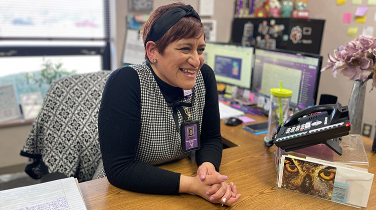 Ana De Gante,  ESL director at Seymour Community Schools, supports what she says is a growing number of international students at the high school. - (Carter Barrett/Side Effects Public Media)