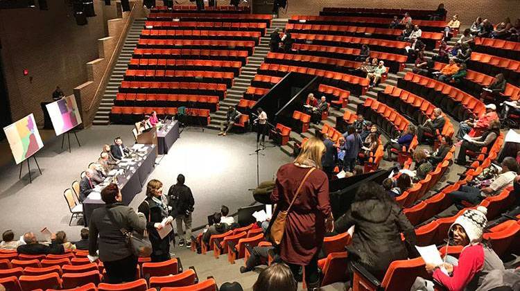 Community members and South Bend School Corporation administrators gather at the Century Center for the Listening Forum hosted by South Bend Schools. - Barbara Anguiano / WVPE