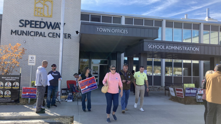 Kathy Mummert is one of the voters exiting the polling place at the Speedway Municipal Center, after casting her vote Tuesday. Regarding voting, she said, "I think it's my duty, so I hope it makes a difference."