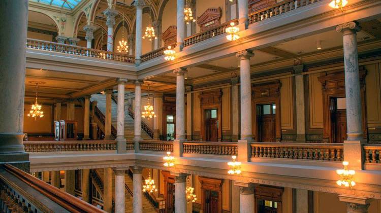 Halls of the Indiana Statehouse. - stock photo