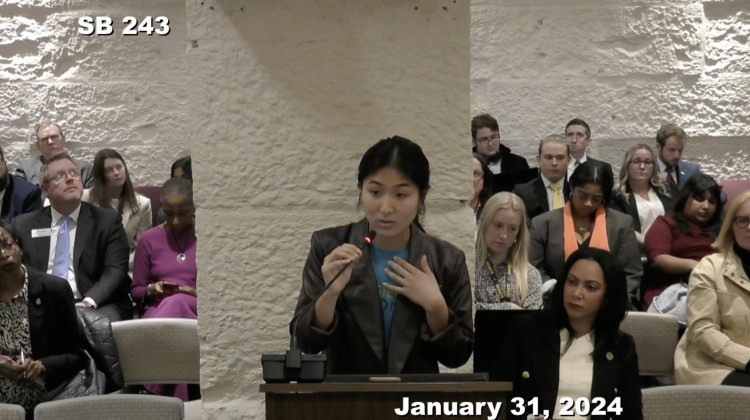 Hoosier Action Statewide Housing Community Coordinator Stephanie Zhang testified in the Senate Judiciary Committee on Jan. 31, 2024 about a housing bill. - Screenshot of iga.in.gov