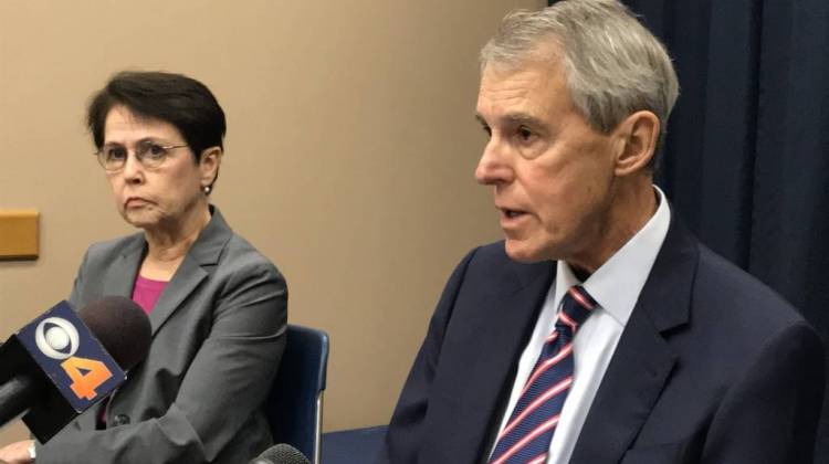 Consultants Sue Steib (left) and Paul Vincent stress feedback gathered so far doesn't mean the problems identified are statewide issues.  - (Brandon Smith/IPB News)