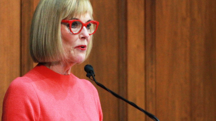 Lt. Gov. Suzanne Crouch testified in a Senate committee on the importance of mental health care treatment funding. Crouch shared her family's experience with mental health and substance use disorder challenges. - Brandon Smith
/
IPB News