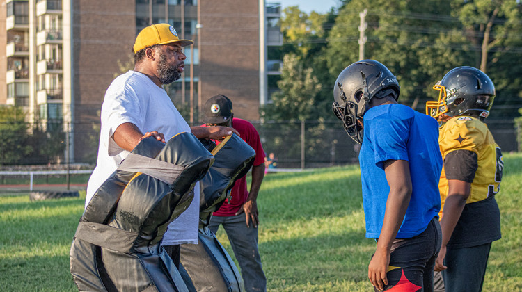 Indy Steelers have been a part of the Tarkington Park community for years. Generations of children from around the area have trained under Coach Nell. Many of them are now in high school and are choosing between different college scholarships because of their football skills. - (Stephanie Mbathi/Side Effects Public Media)