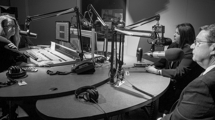 WFYI's Taylor Bennett talks with Lindsey Mintz with the Jewish Community Relations Council and Senior Rabbi Dennis Sasso,Congregation Beth-El ZeDek. - Photo courtesy Onward Upward Strategies