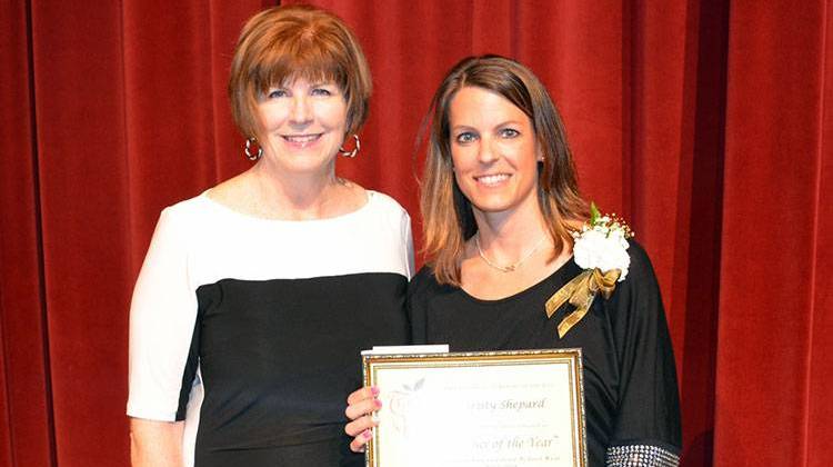 Avon fifth grade teacher Christy Shephard (right) with Superintendent Margaret Hoernemann. - Photo courtesy Avon Community School Corp.