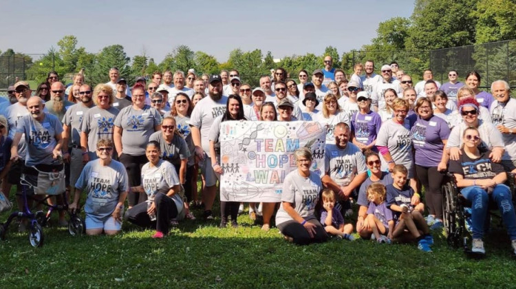 A photo of advocates from the Huntington's Disease Society of America's Indiana Chapter's 2022 fundraiser walk.  - Carly Smith/Submitted Photo