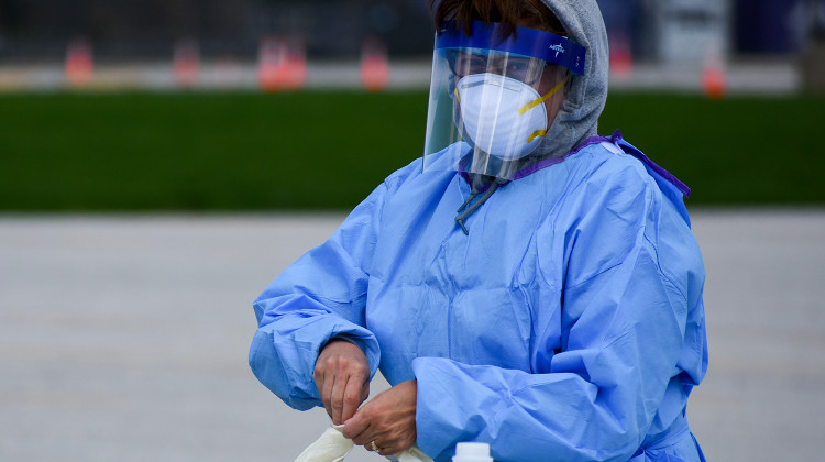 The Indiana State Department of Health conducted drive-thru testing in early April in Merrillville for first-responders and other health care workers.  - Justin Hicks/IPB News