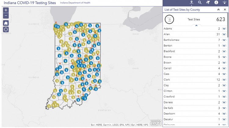 Indiana has more than 600 COVID-19 testing sites available, but high demand for tests has left some people waiting for hours at some sites. - (Screenshot/Indiana Department of Health website)