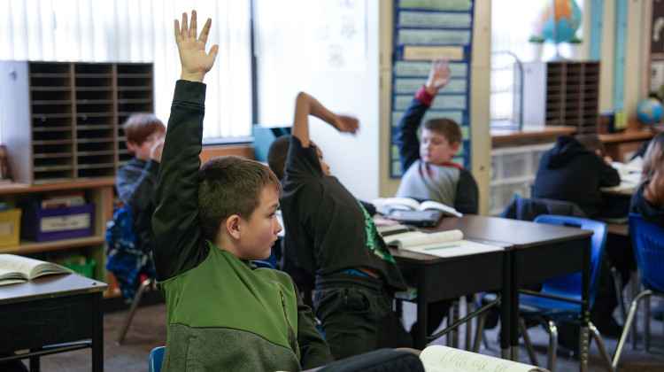 Students participate in a third grade reading comprehension class Thursday, Feb. 15, 2024, at Central Elementary School in Beech Grove. - Jenna Watson/Mirror Indy