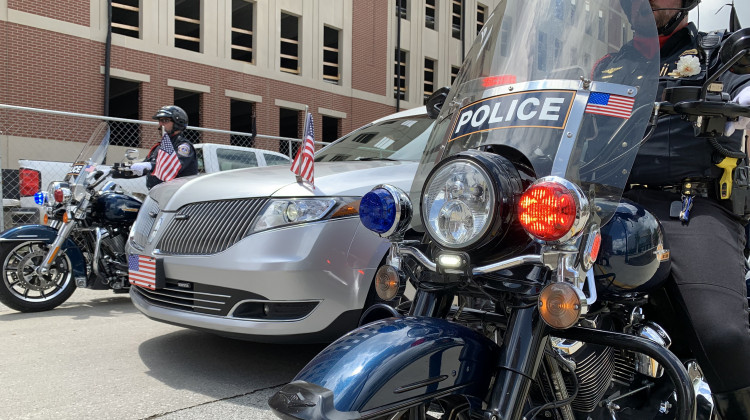 A funeral procession for Detective Greg Ferency took place Tuesday. - Adam Pinsker, WFIU/WTIU News