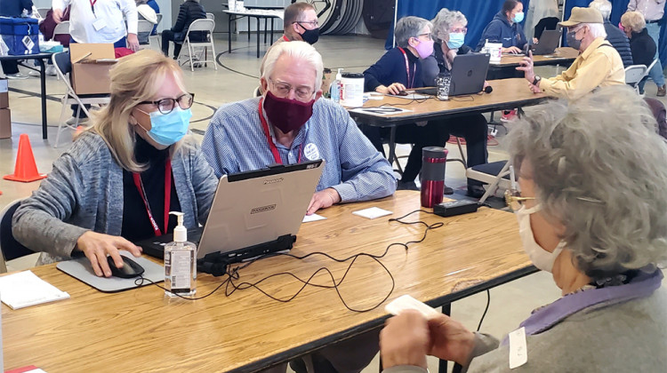 Libraries across Indiana are assisting in covid-19 vaccine assistance. Staff have been trained to answer questions and register residents. Staff at thehe Knox County Public Library assist at a local site. - Provided by Knox County Public Library