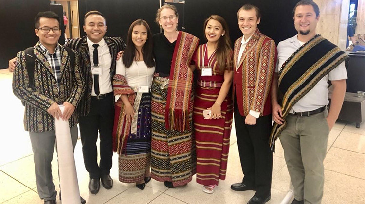 Kelly Harper Berkson (center), an Indiana University linguistics professor, with members of the Chin Languages Research Project. - Courtesy of Kelly Harper Berkson