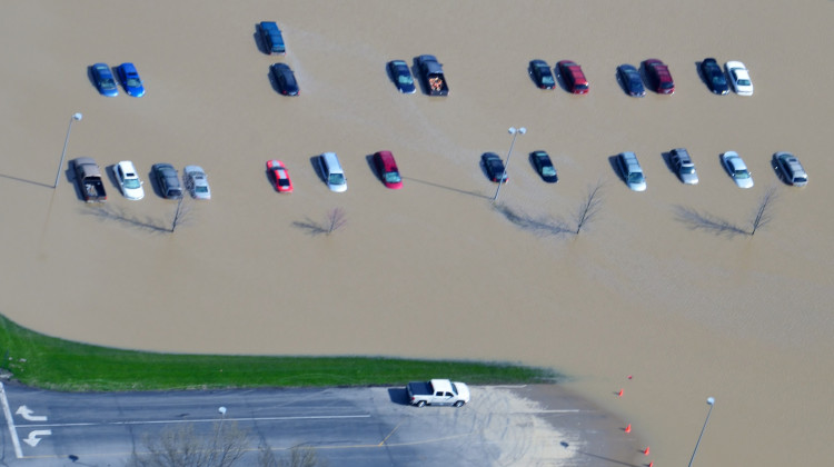 Parked cars in Tipton during the flood of 2013.  - Courtesy of Tipton County