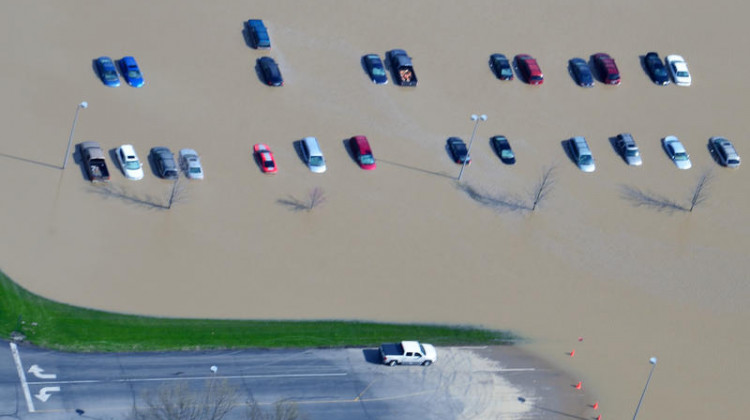 Parked cars in Tipton during the flood of 2013. Tipton was listed in the study as one of the most flood-prone cities in the state. - Courtesy of Tipton County
