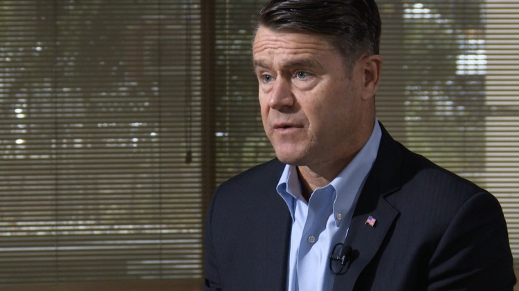 During an interview on Oct. 11, 2022, U.S. Sen. Todd Young (R-Ind.) said economic challenges – high prices at the gas pump and the grocery store – are the most important issue facing voters in the 2022 election. - Alan Mbathi
/
IPB News