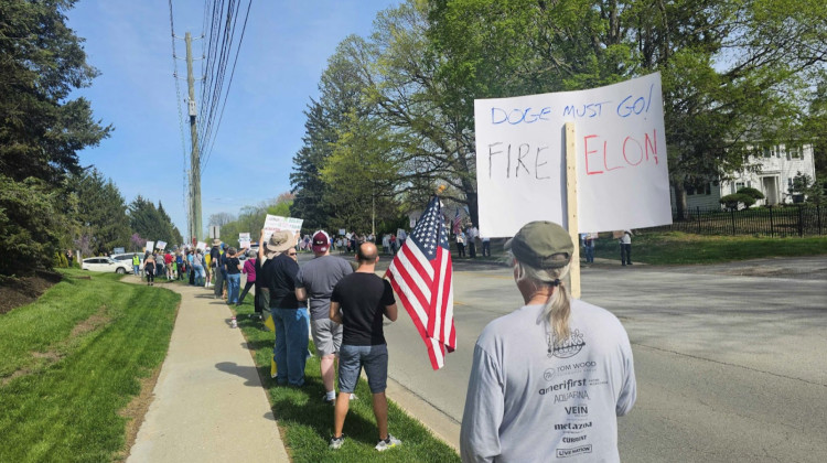 'Where is Todd Young?' Protestors gather outside U.S. Senator's office