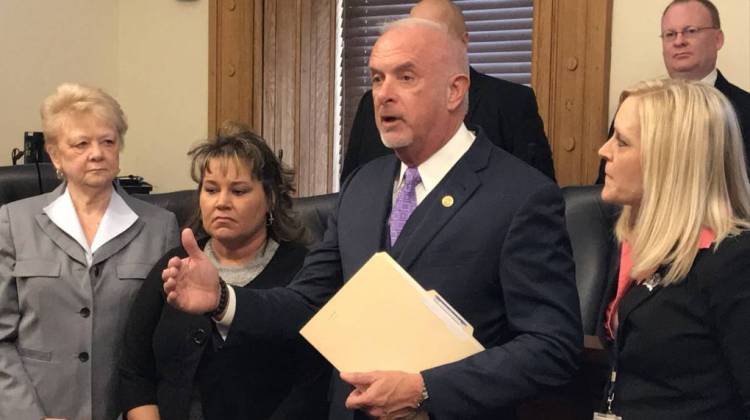 Sen. Travis Holdman (R-Markle) discusses his legislation to expand locations where baby boxes are legal. - Brandon Smith/IPB News