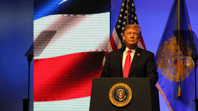 President Donald Trump speaks at the annual FFA convention in Indianapolis.  - (Samantha Horton/IPB News)