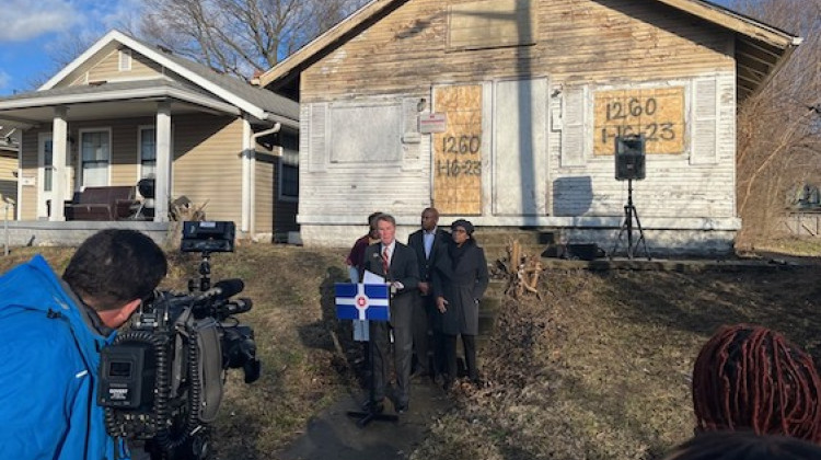City leaders announce $4.5 million initiative at city-owned property on the Near Northwest side. - Jill Sheridan/WFYI