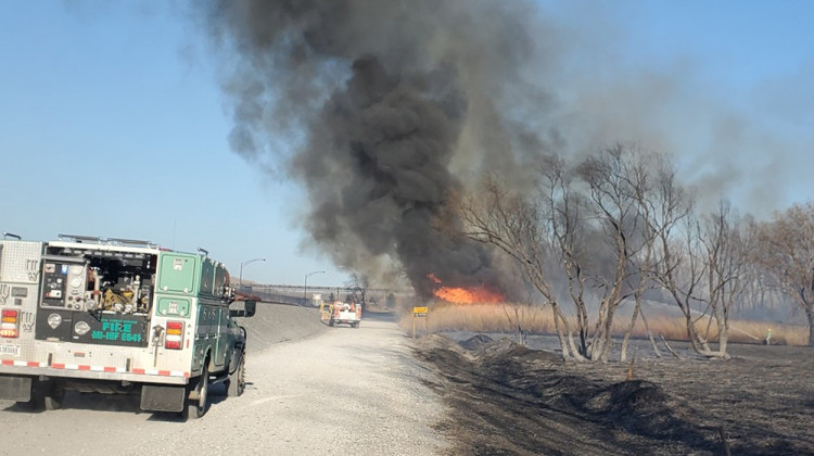 The wildfire took place in Gary in Miller Woods and was contained Saturday evening. - National Parks Service Photo/Ramirez.