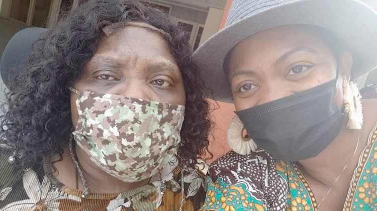 Chelsea Reed, 38, visits with her mother, Vanessa, who lives inside a nursing home on Indianapolis's east side. - Courtesy Chelsea Reed