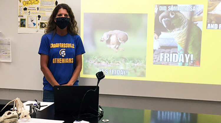Crawfordsville science teacher Jenny Veatch says it was difficult adjusting her teaching style when students returned to school, but took precautions so she could stay in the classroom. - Provided by Jenny Veatch