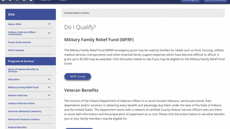 The online portal is meant to provide a way for veterans, spouses and dependents to check whether theyre eligible for government benefits.  - (Indiana Department of Veterans Affairs)