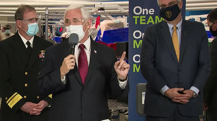 Vice President Mike Pence was back home again in Indiana Thursday to visit a General Motors plant in Kokomo. - PBS NewsHour/Youtube