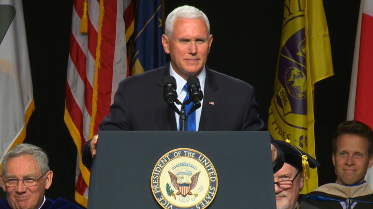 Vice President Mike Pence speaks at Taylor University's commencement.  - Courtesy of Taylor University