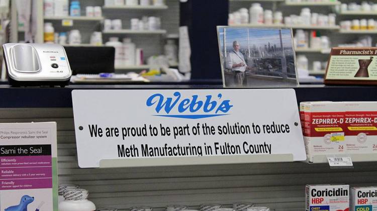 This sign appears in Harry Webbâ€™s Family Pharmacy in Rochester, Indiana.   - Drew Daudelin