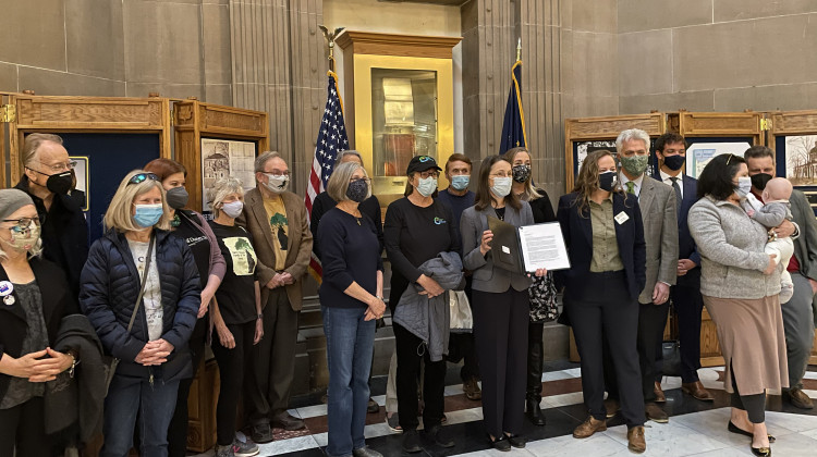 Members of the coalition with their letter asking Gov. Eric Holcomb to veto the wetlands bill.  - Courtesy of The Nature Conservancy