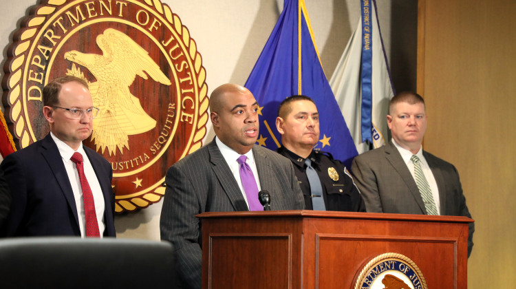 U.S Attorney Zachary Myers speaks at a press briefing in Indianapolis on Thursday, Jan. 25, 2024. - Dylan Peers McCoy/WFYI