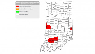 A map on the Indiana Department of Homeland Security website shows counties with burn bans as of Wednesday, Sept. 22. - Indiana Department of Homeland Security